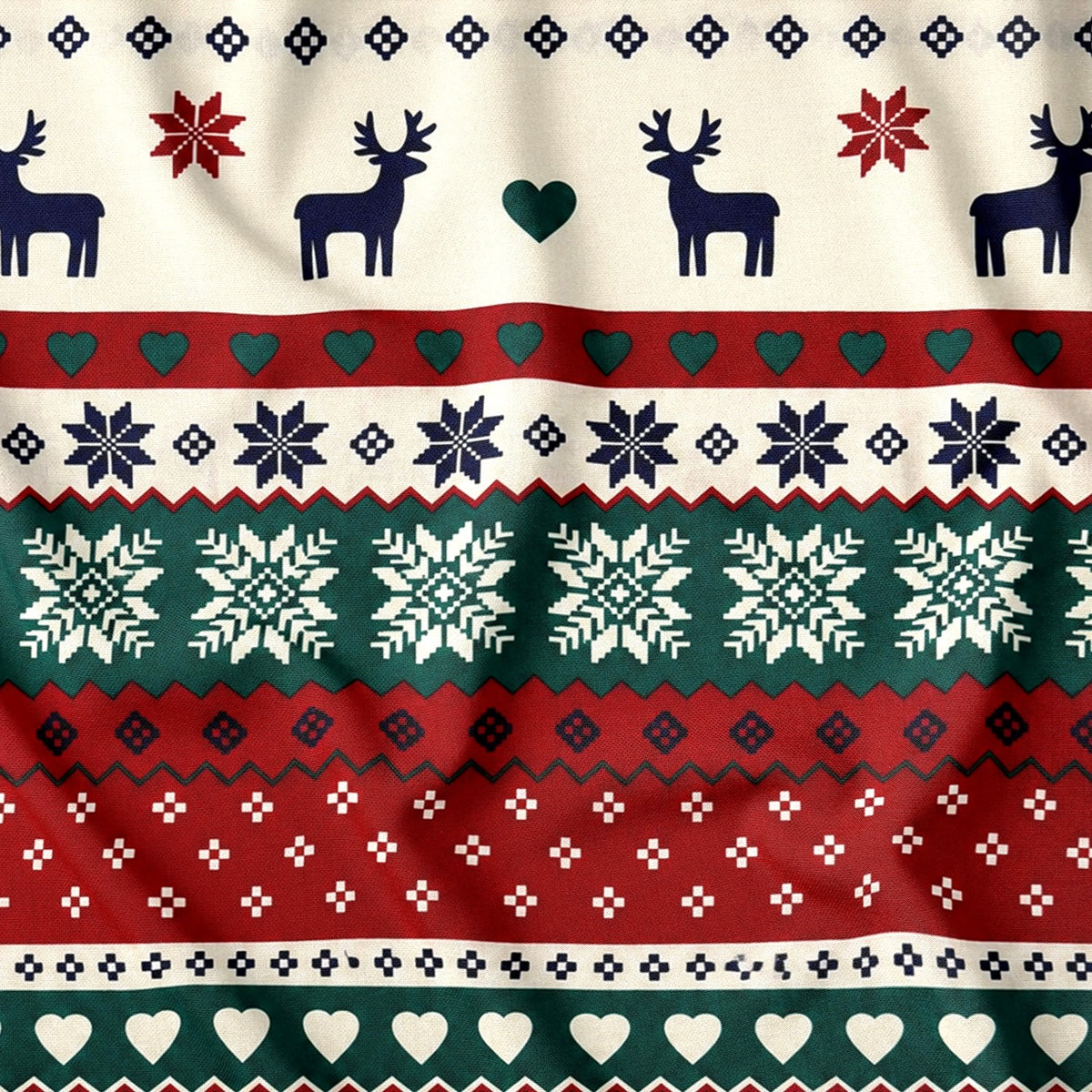 Tela de algodón - Reno escandinavo navideño verde