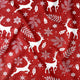 Tela de algodón - renos nórdicos de Navidad sobre rojo