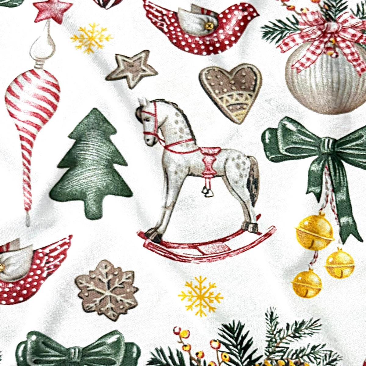 Tela de algodón - Navidad mecedora blanca II