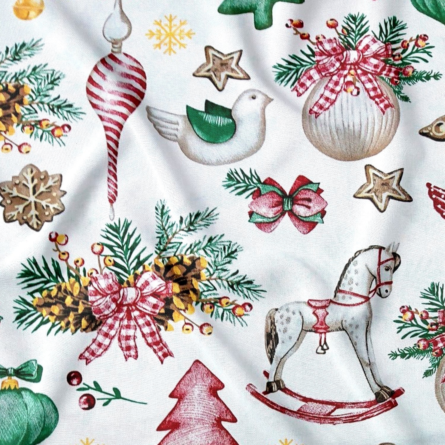 Tela de algodón - Navidad mecedora blanca II