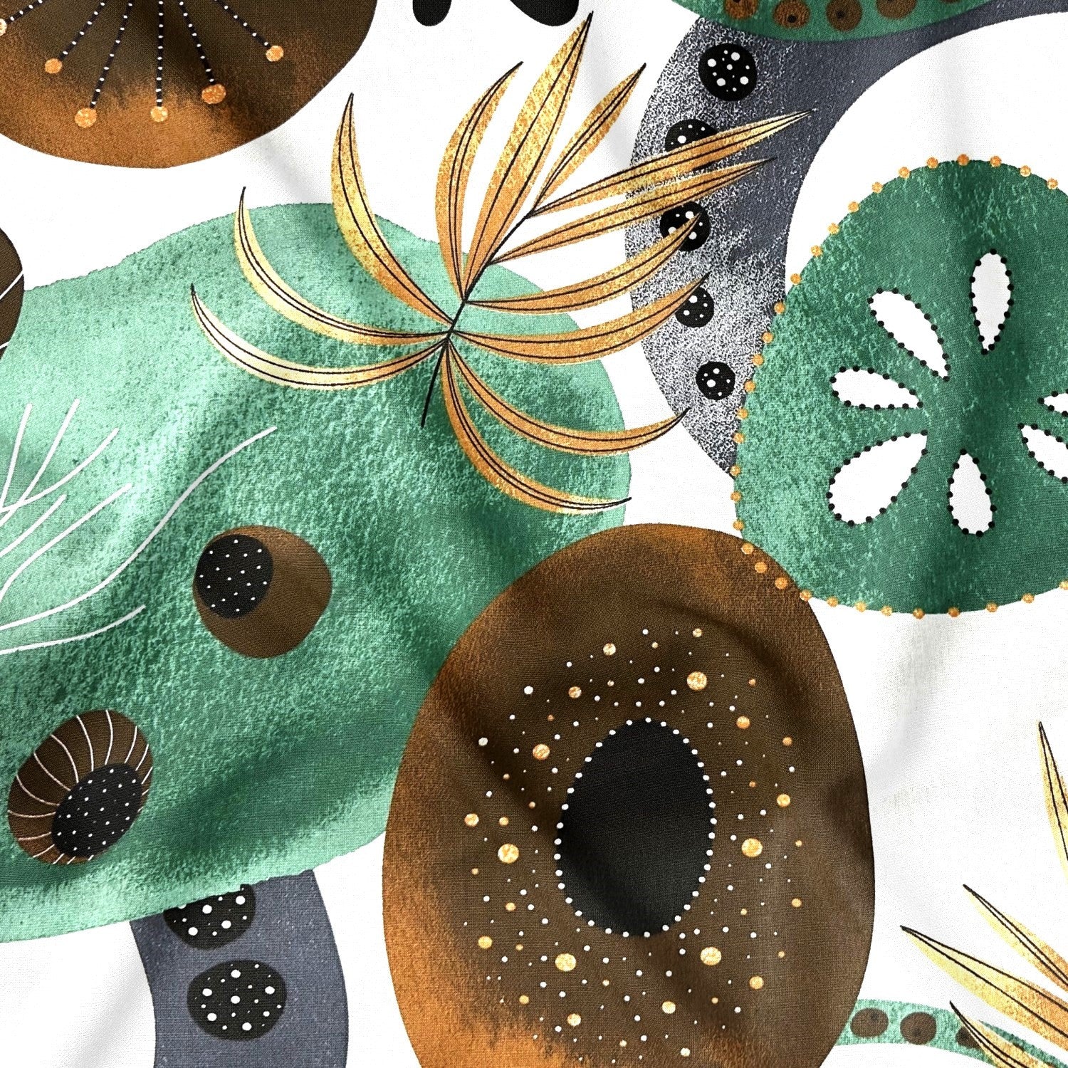 Cotton Fabric - Abstraction Green and Brown