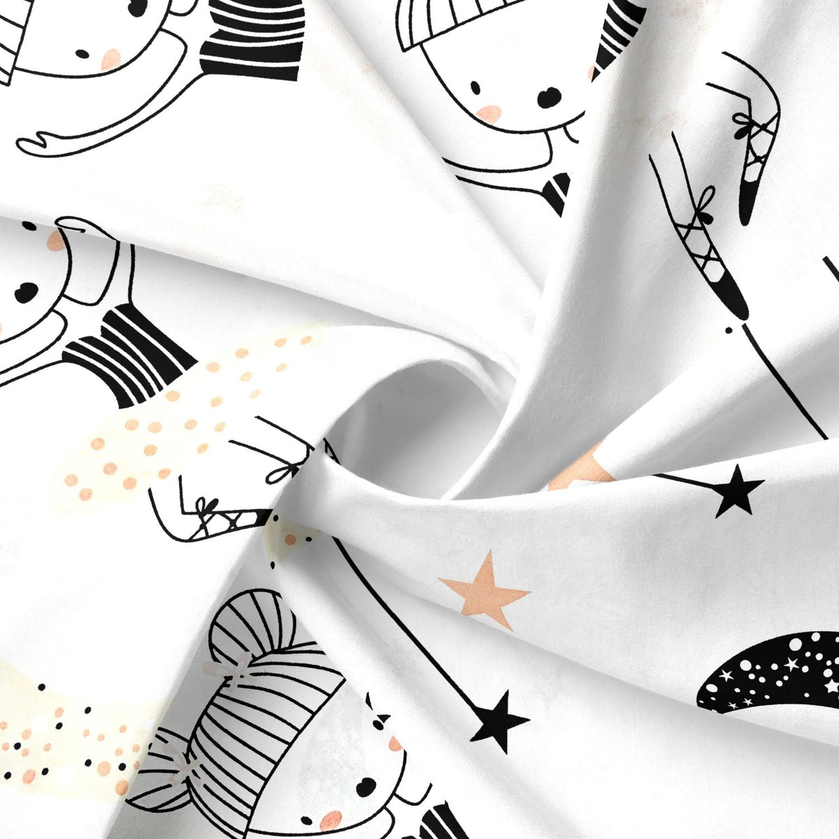 Cotton Fabric - Ballerinas and Stars