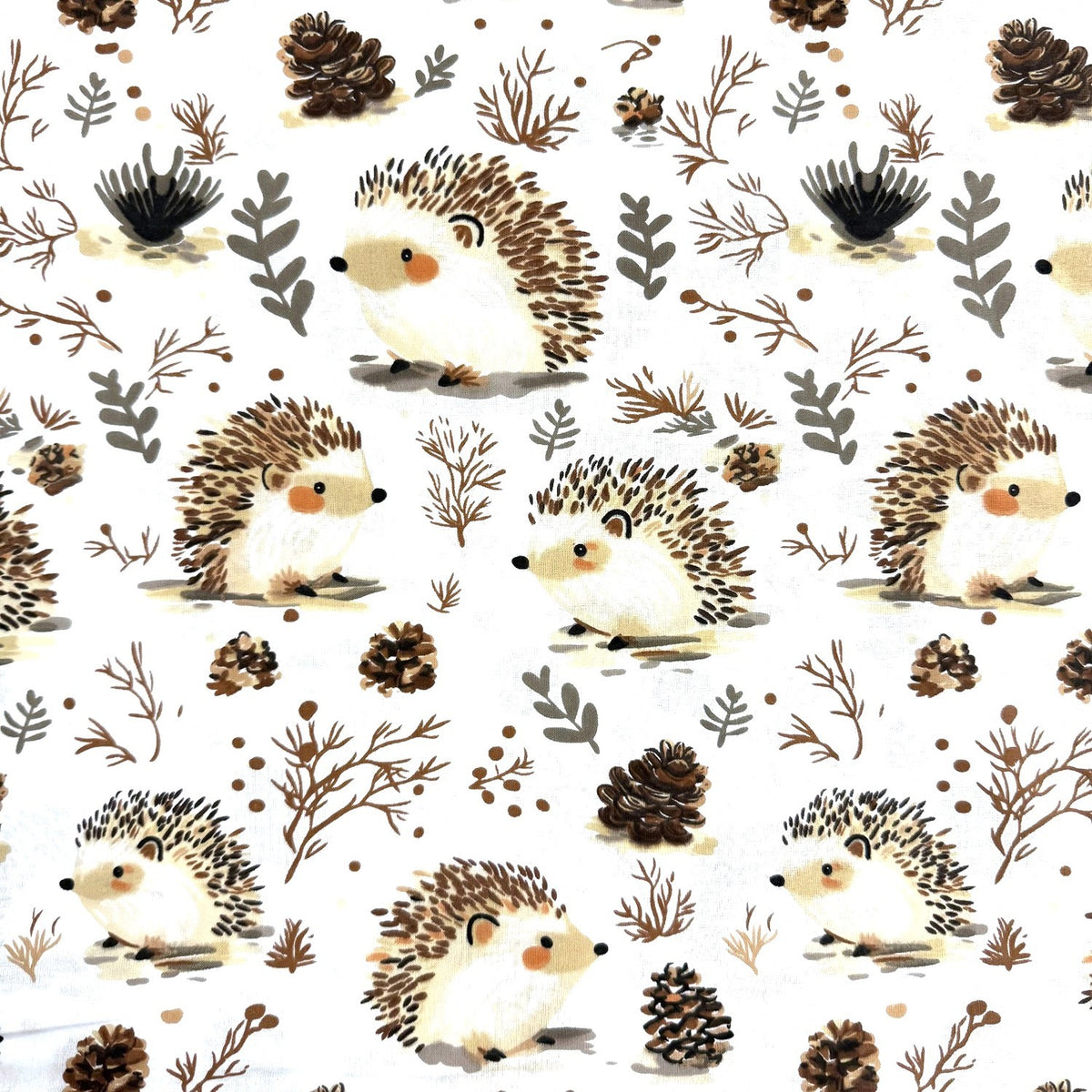 Cotton Fabric - Beige Hedgehogs