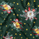 Tela de algodón - Campanas y estrellas sobre verde