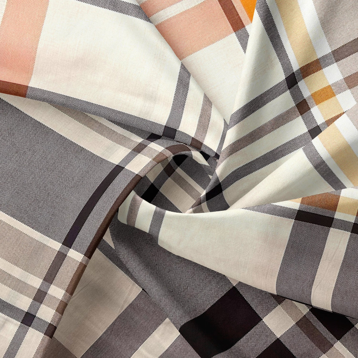 Cotton Fabric - Big Beige Grid