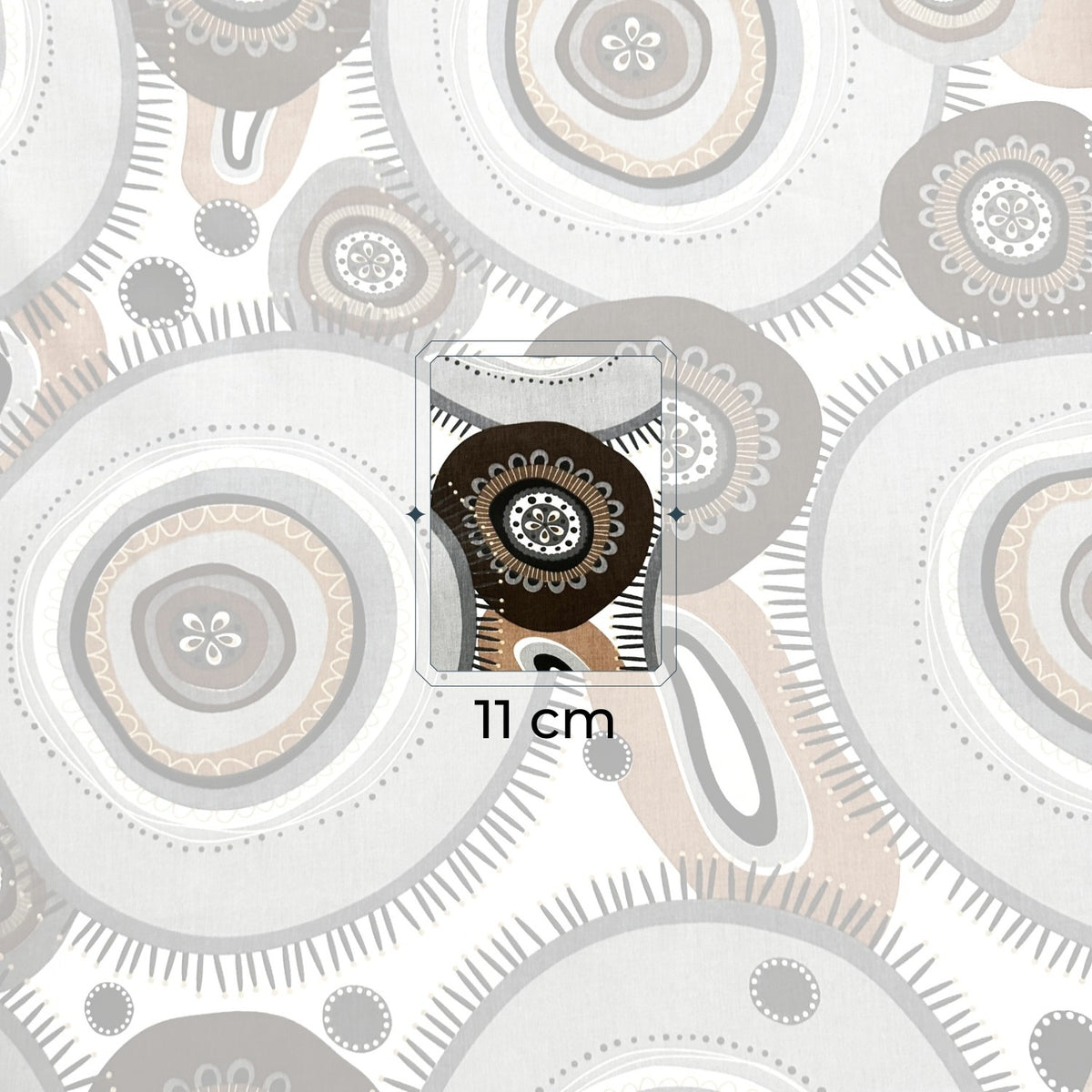 Cotton Fabric - Brown BOHO wheels