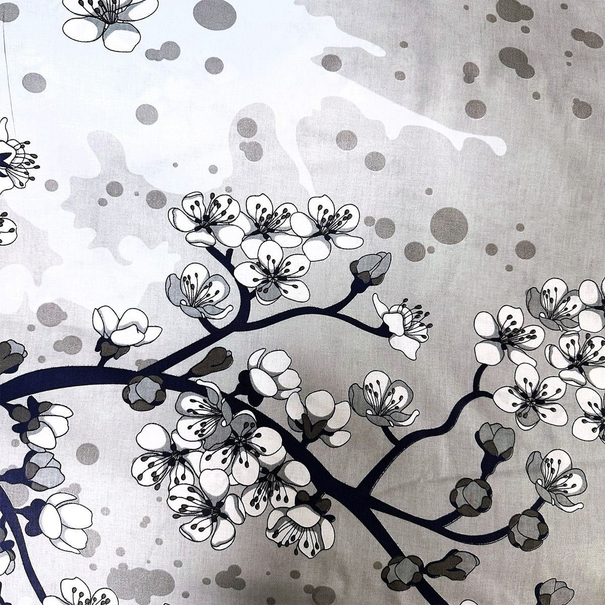 Cotton Fabric - Cherry Blossom on Gray