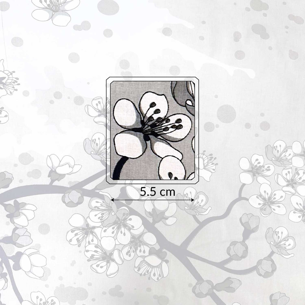 Cotton Fabric - Cherry Blossom on Gray