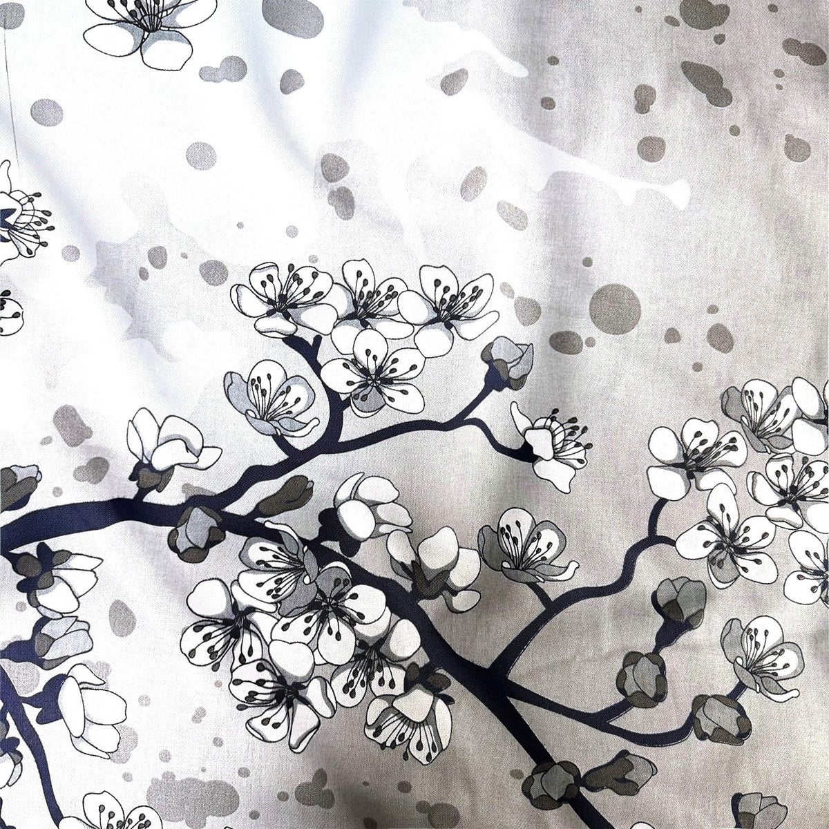 Cotton Fabric - Cherry Blossom on Gray