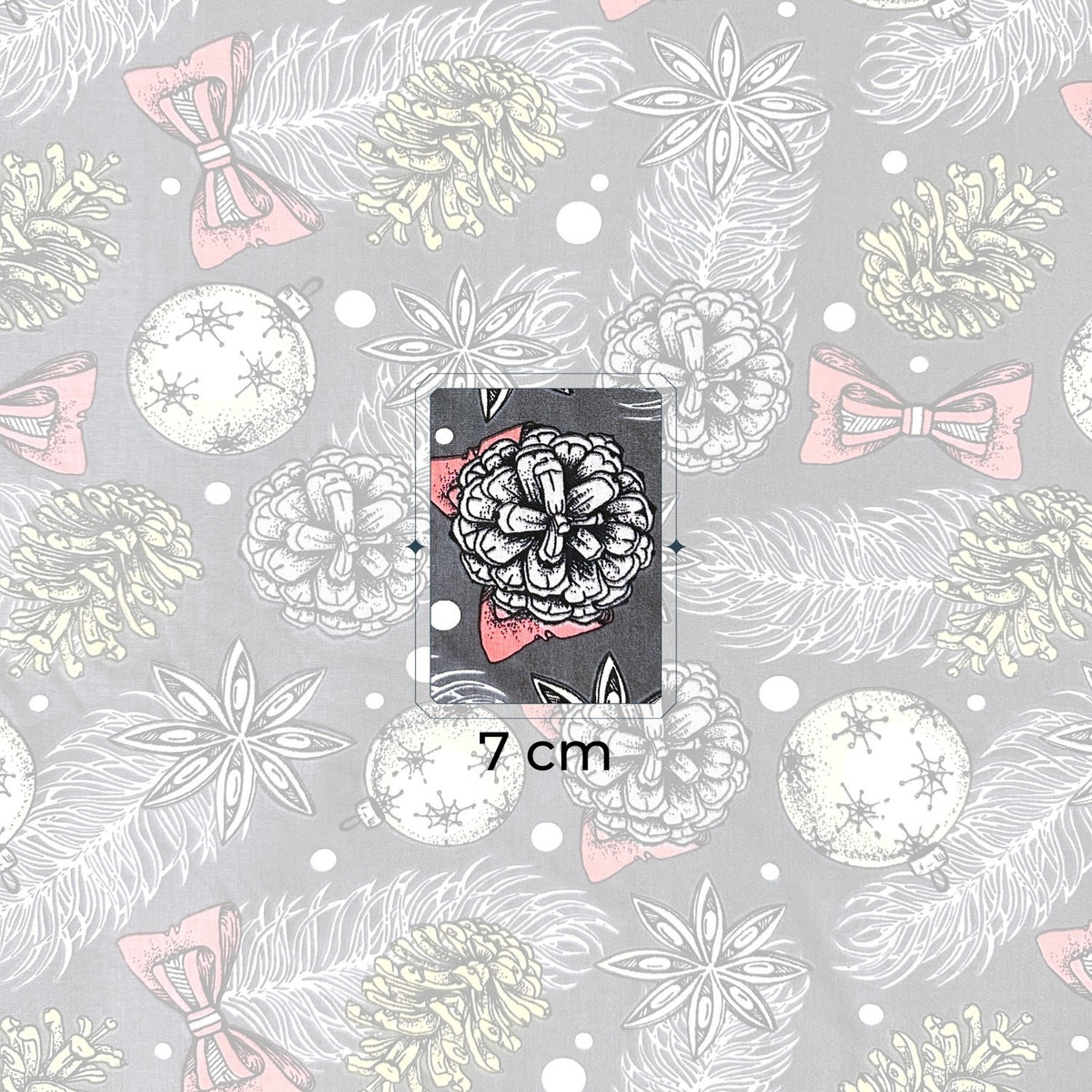 Cotton Fabric - Christmas Balls, Baw and cone