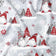 Tela de algodón - Gnomos rojos navideños y copos de nieve sobre gris