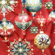 Tela de algodón - Adornos navideños rojos