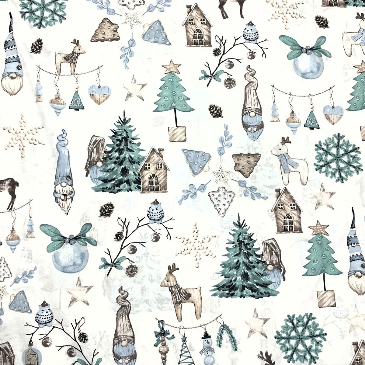 Cotton Fabric - Christmas mood, White