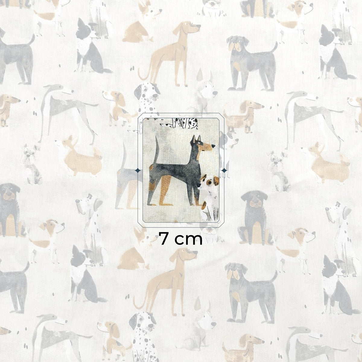Cotton Fabric - Dog family