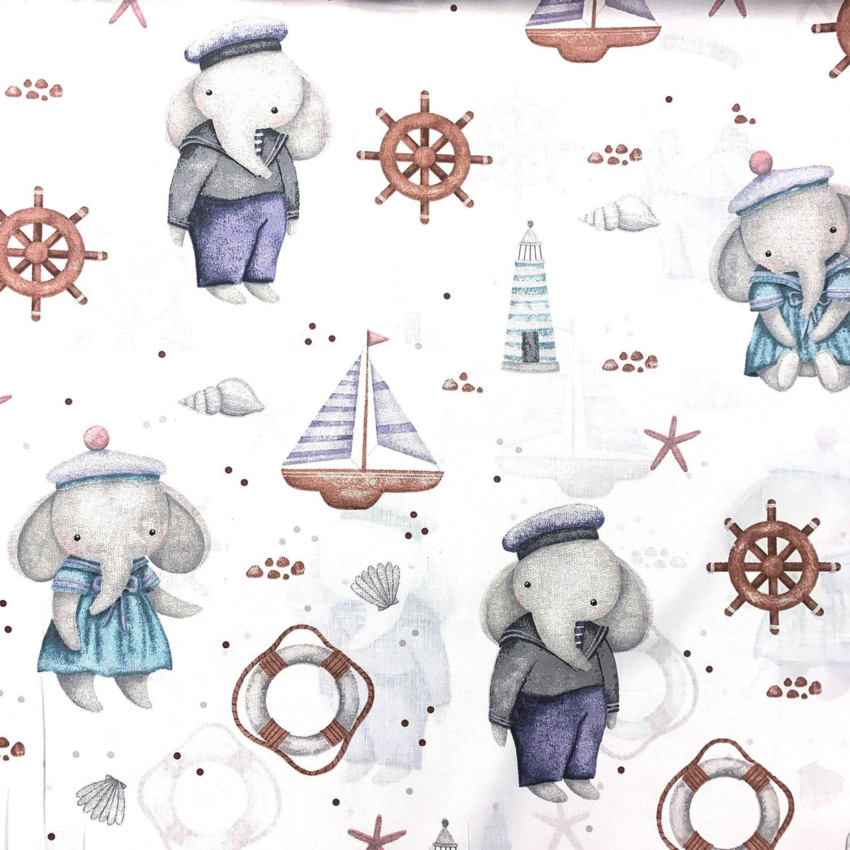 Cotton Fabric - Elephant Captain
