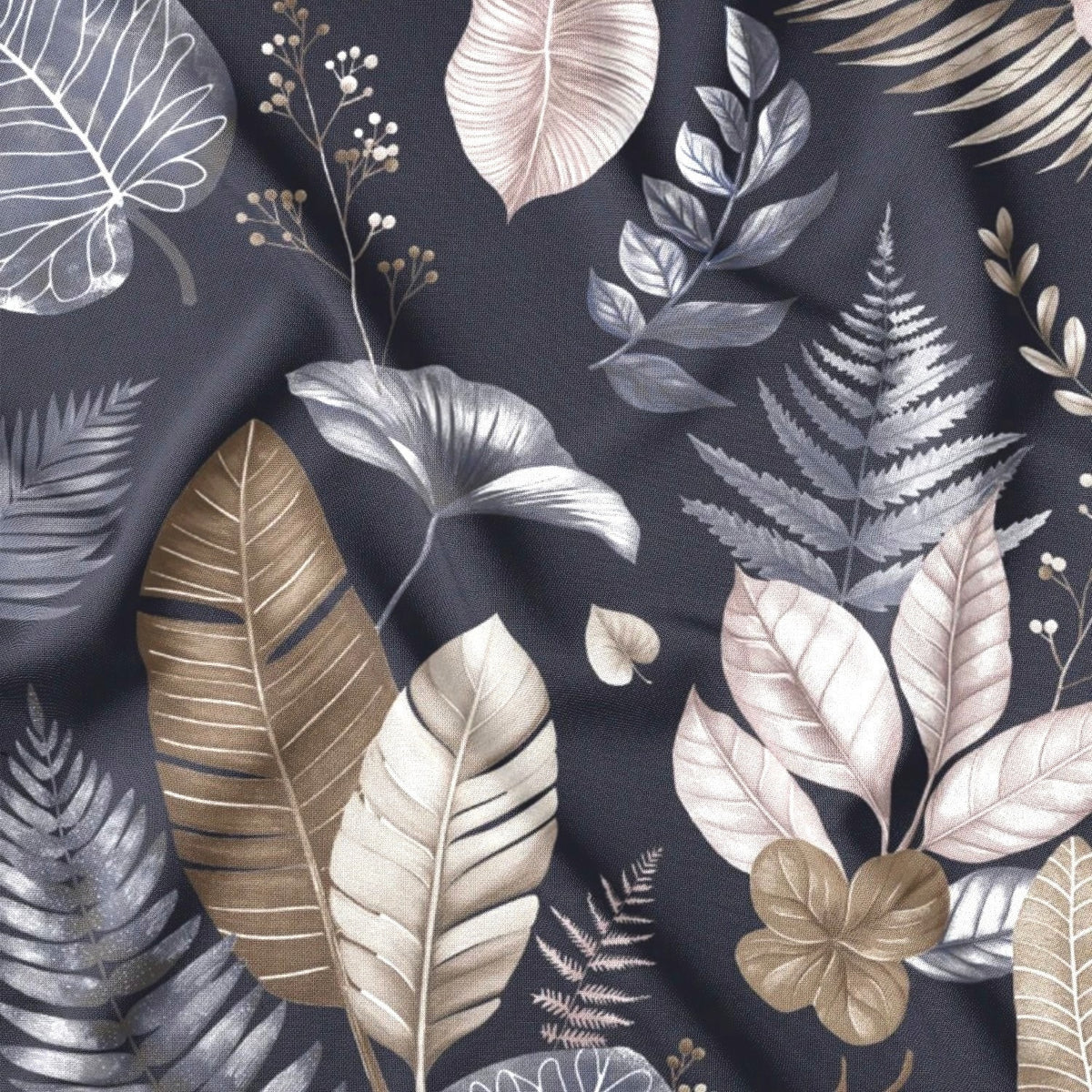 Cotton Fabric - Flowers on Navy Blue