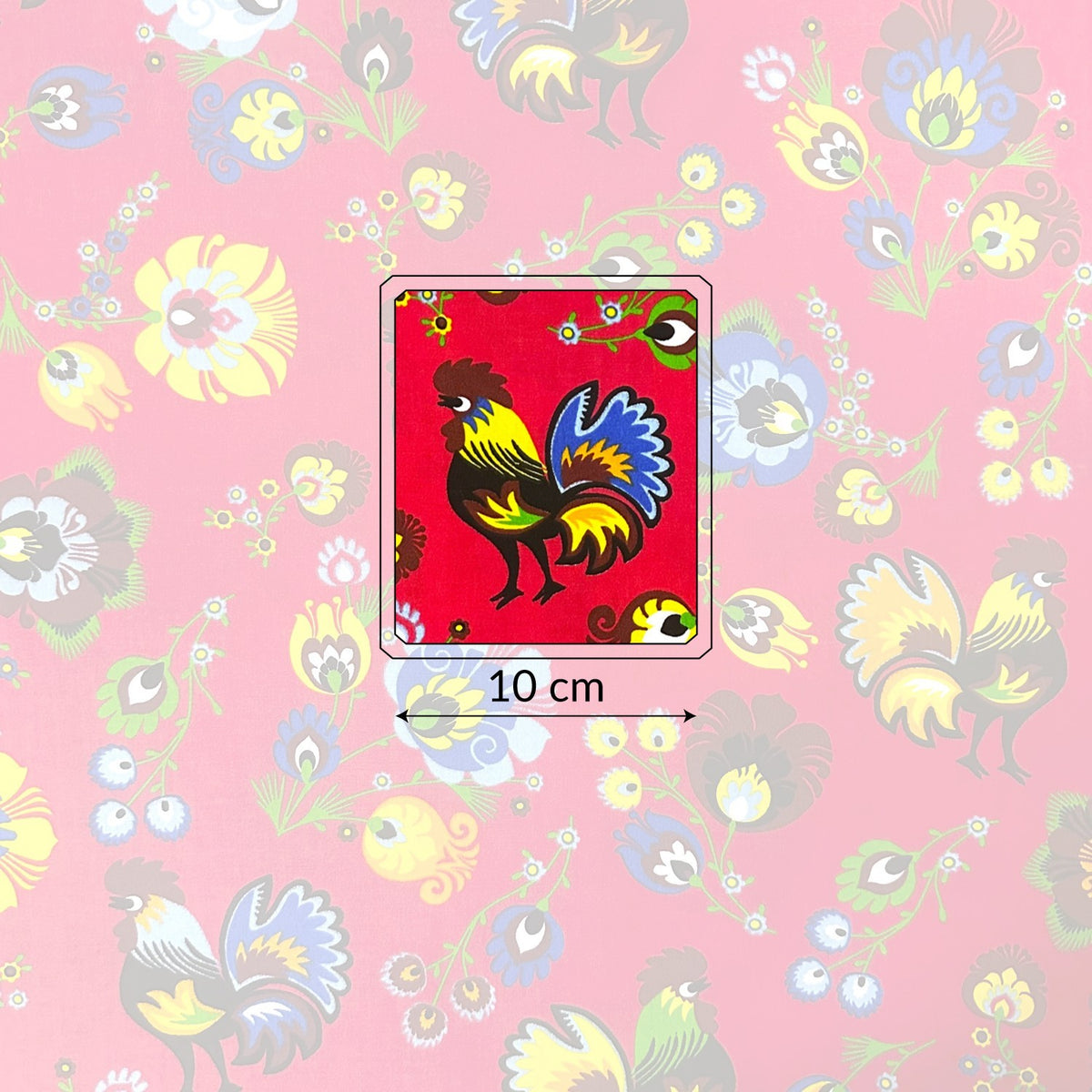 Cotton Fabric - Folklore Rooster Red