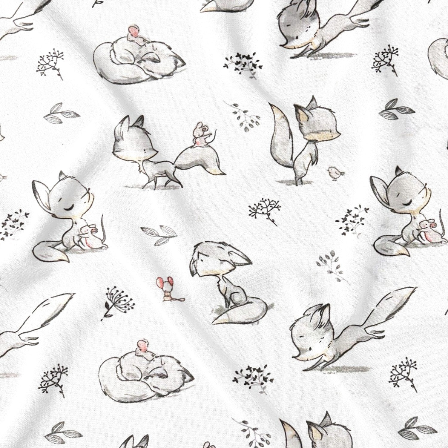 Cotton Fabric - Fox and mouse