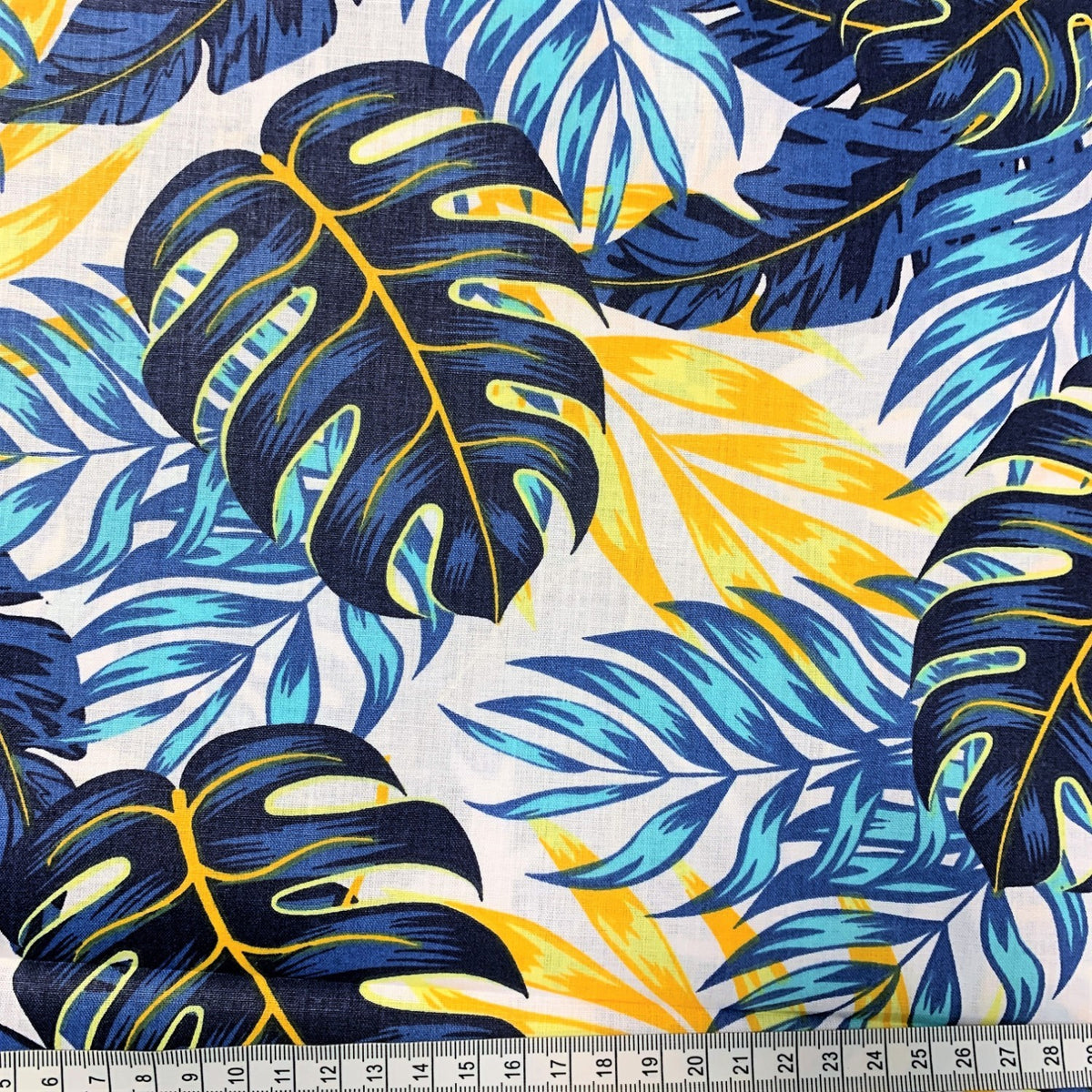 Cotton Fabric - Gold Monstera