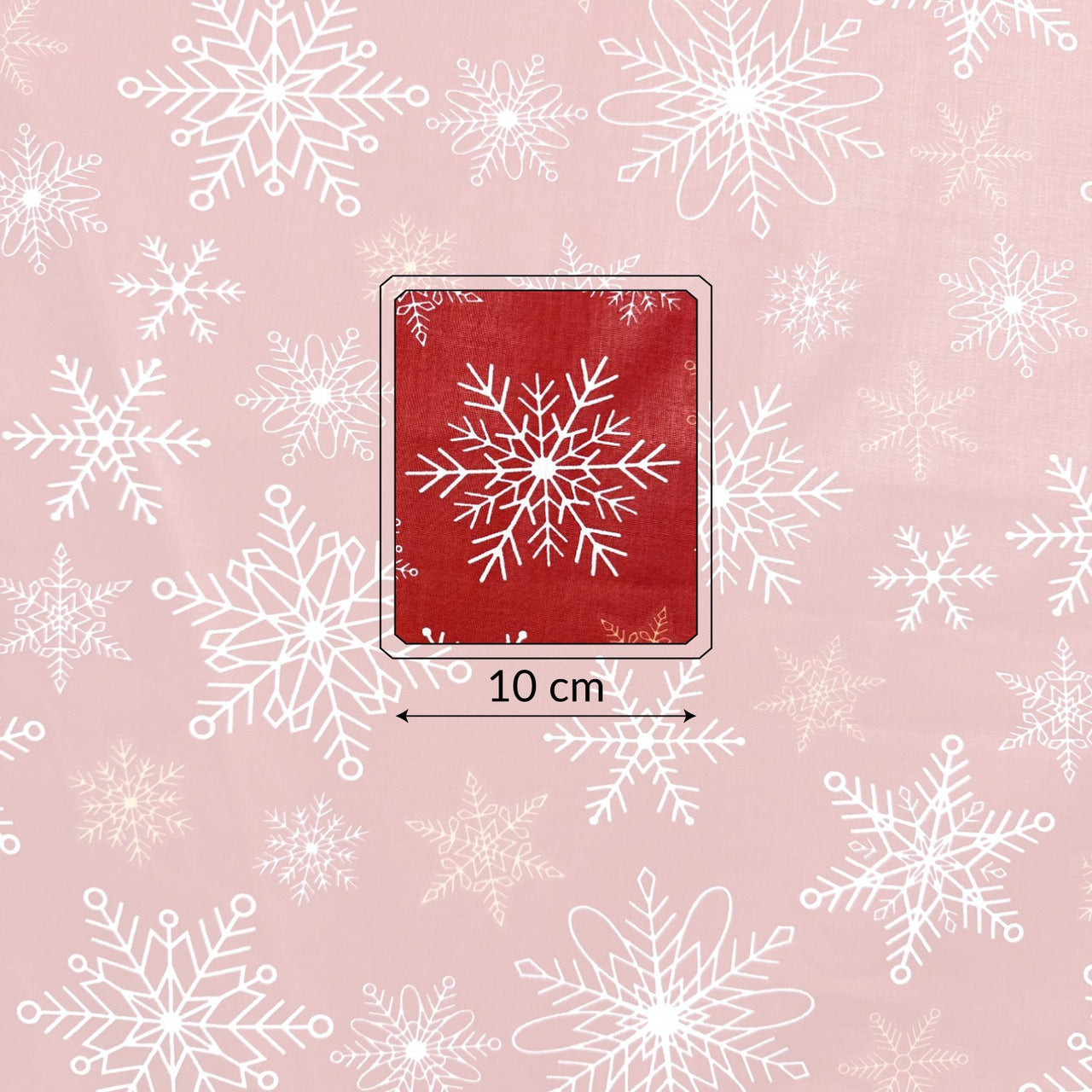 Cotton Fabric - Golden and white snowflakes