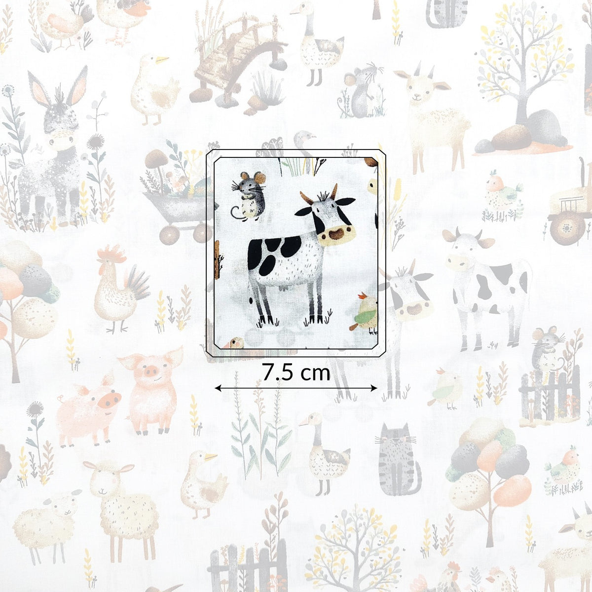 Cotton Fabric - Happy Farm Animals