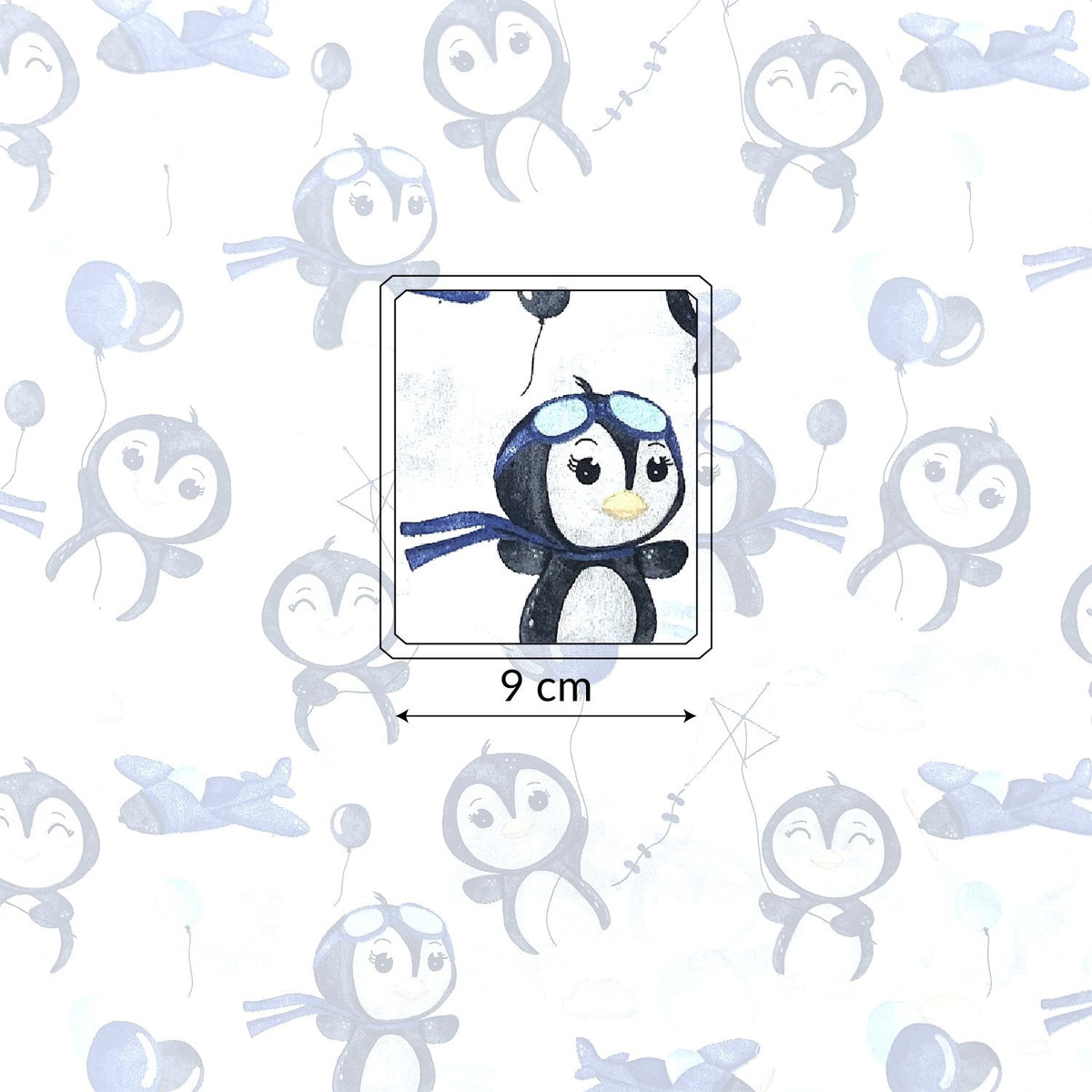 Cotton Fabric - Happy Penguin, blue