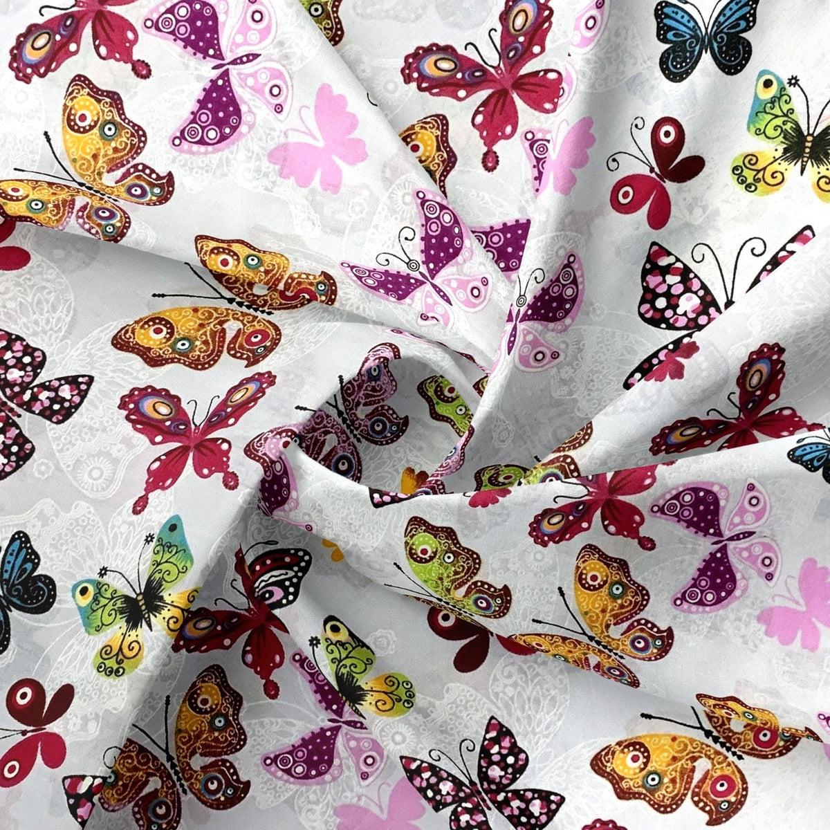 Cotton Fabric - Highland Butterflies on Grey