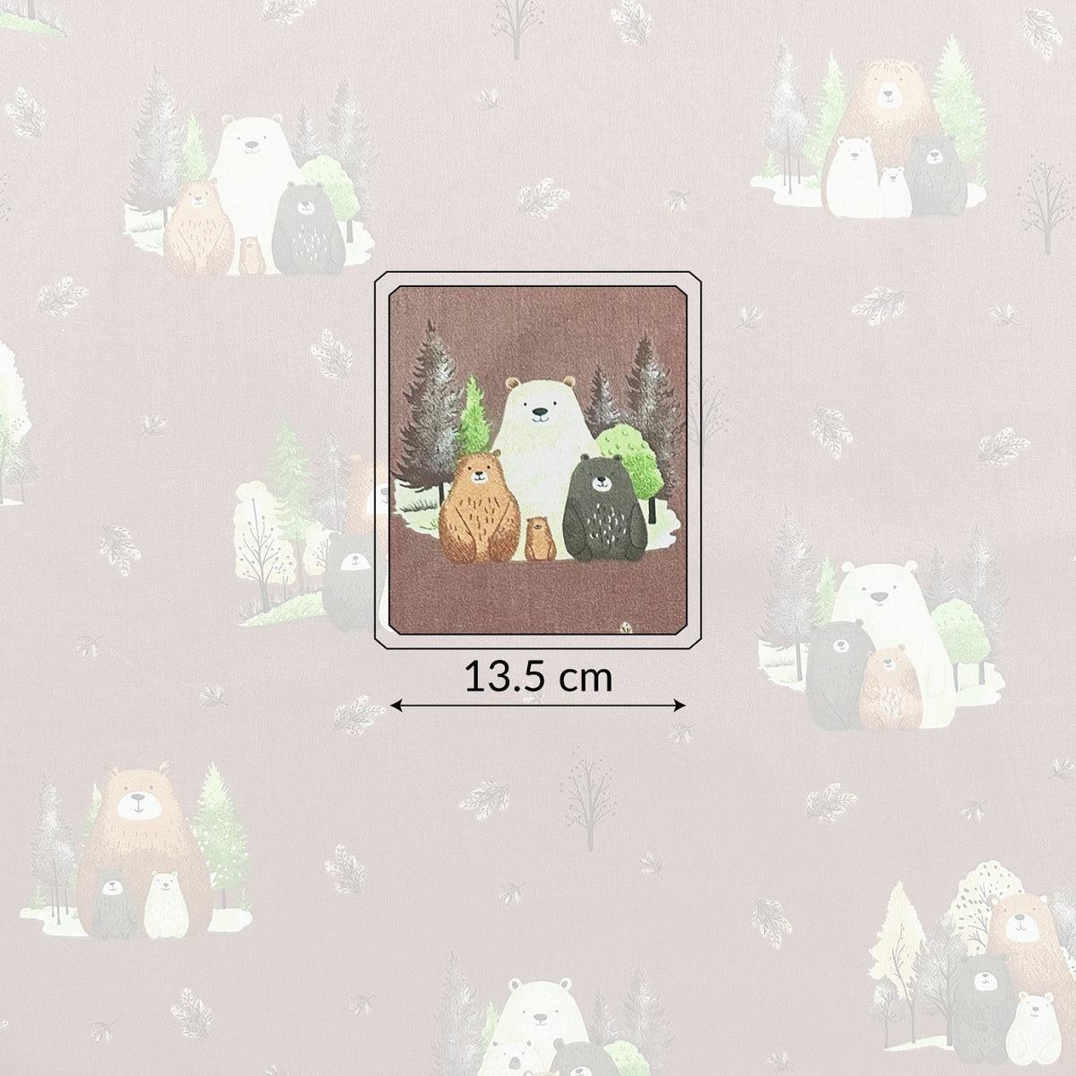 Cotton Fabric - Hugging Bears on Brown Background