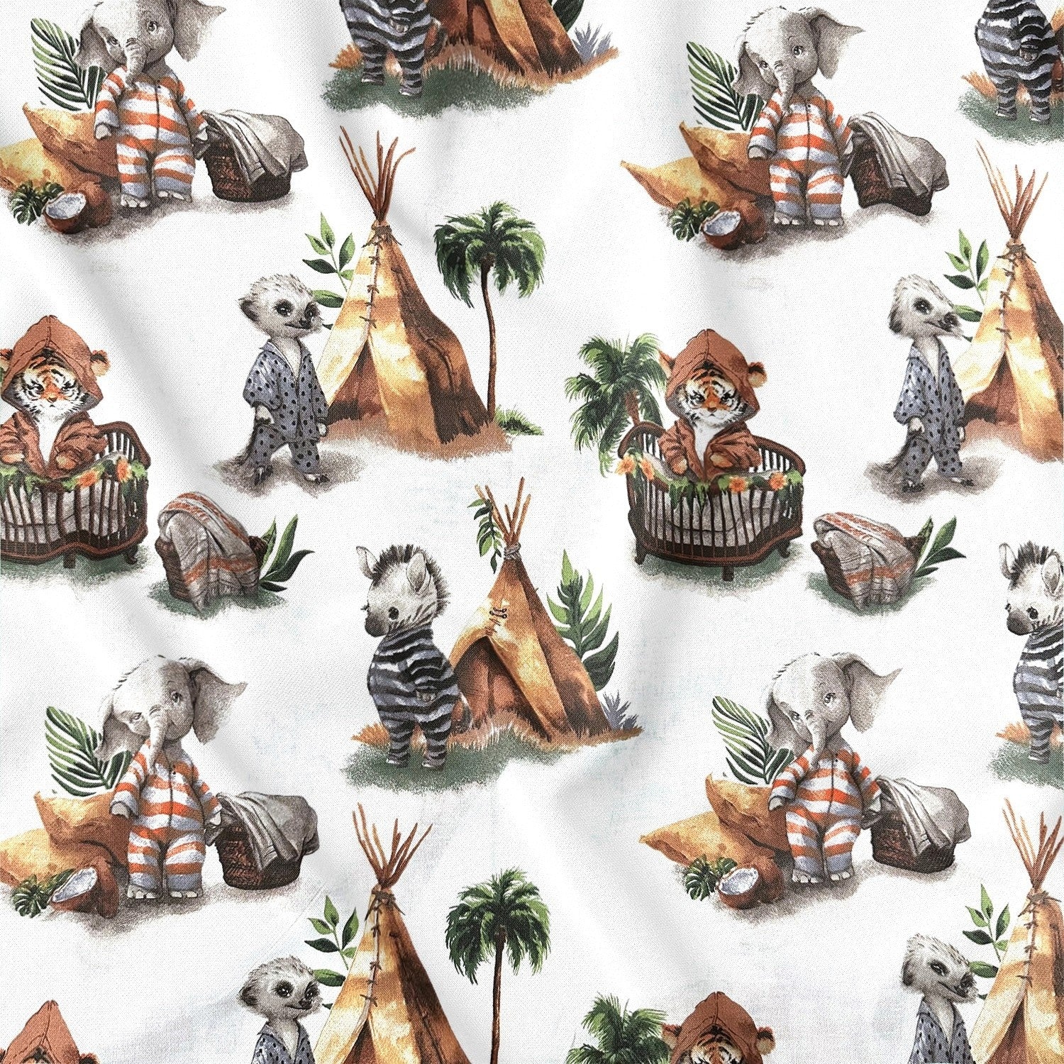 Cotton Fabric - Little Animals in Pajamas