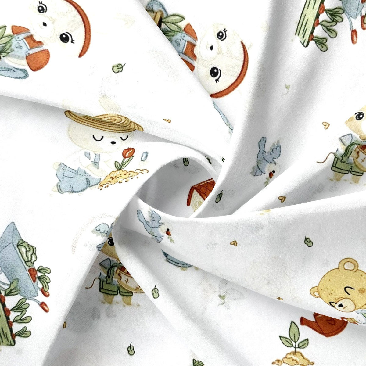 Cotton Fabric - Little Gardener Bear