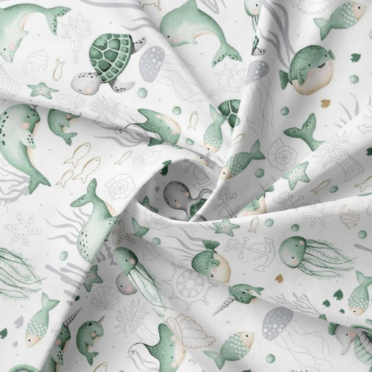 Cotton Fabric - Mint Ocean
