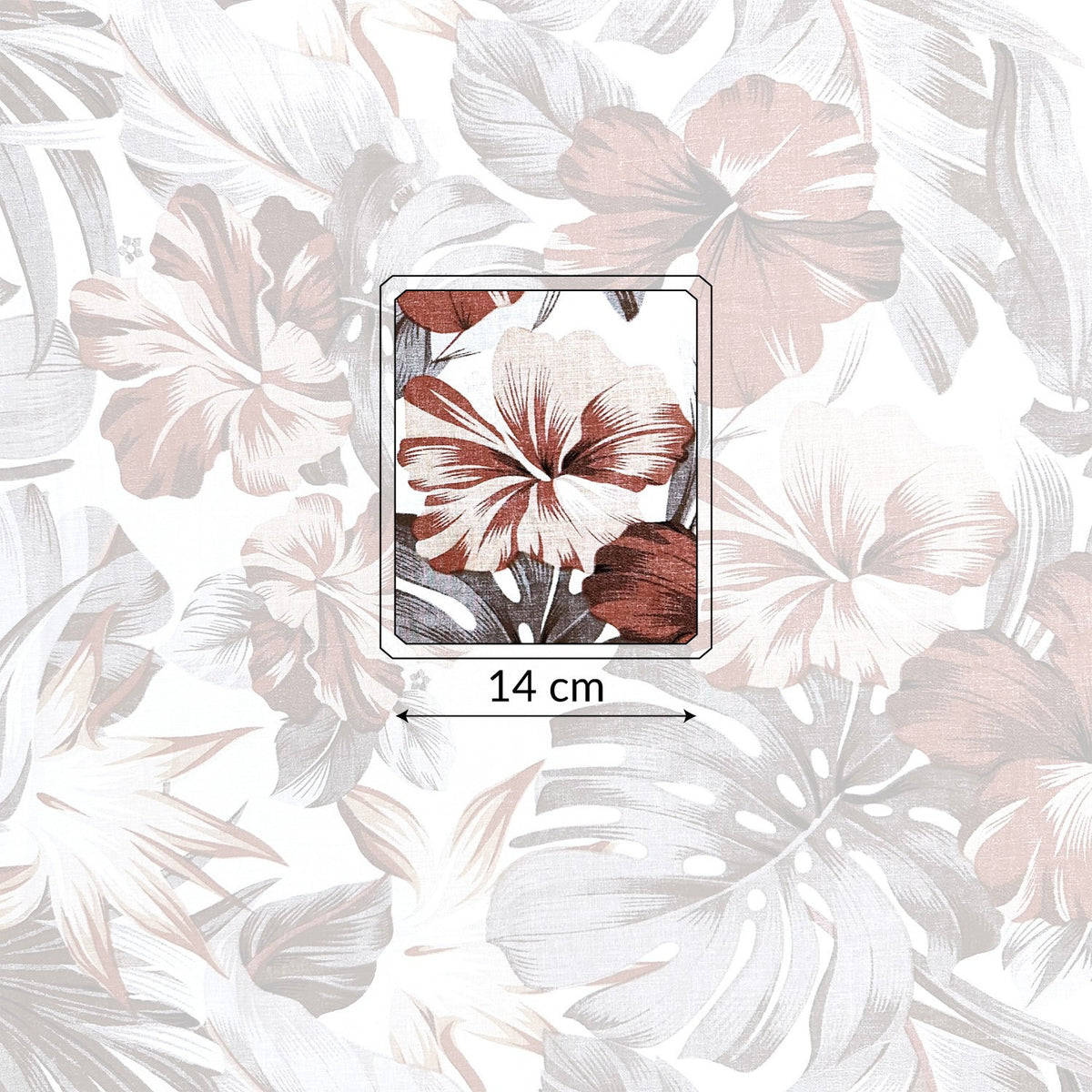 Cotton Fabric - Monstera burgundy gray
