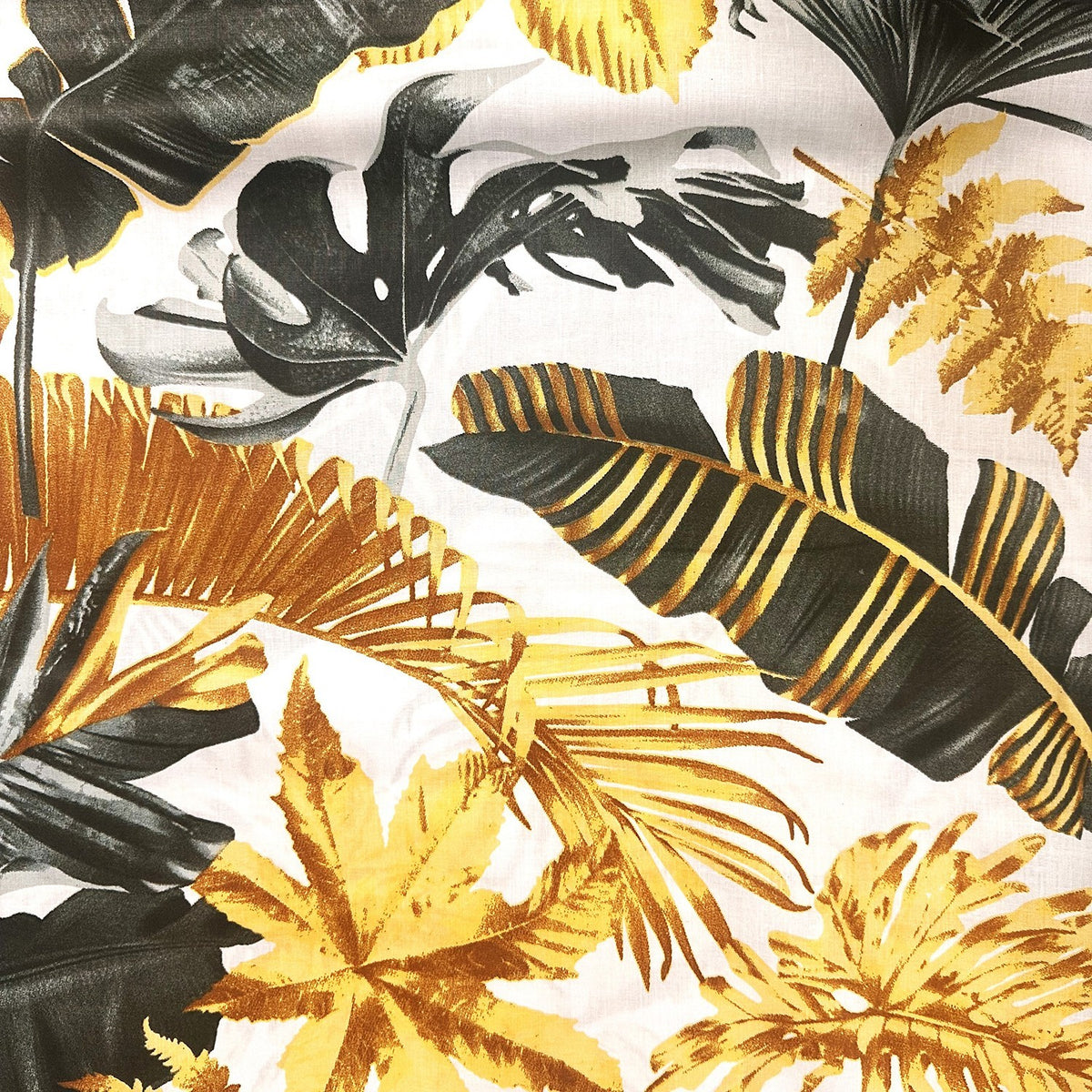 Cotton Fabric - Monstera gold and bottle green