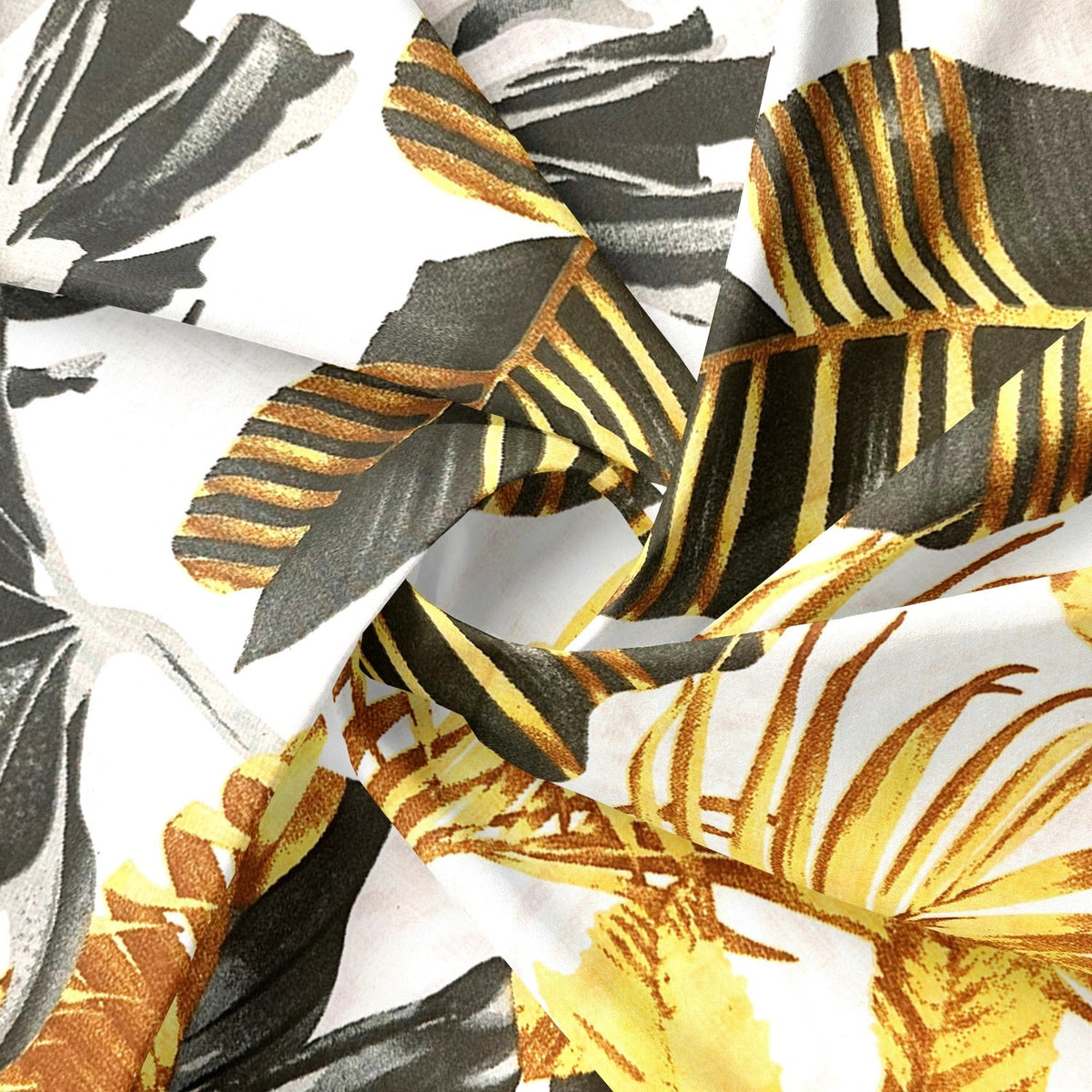 Cotton Fabric - Monstera gold and bottle green