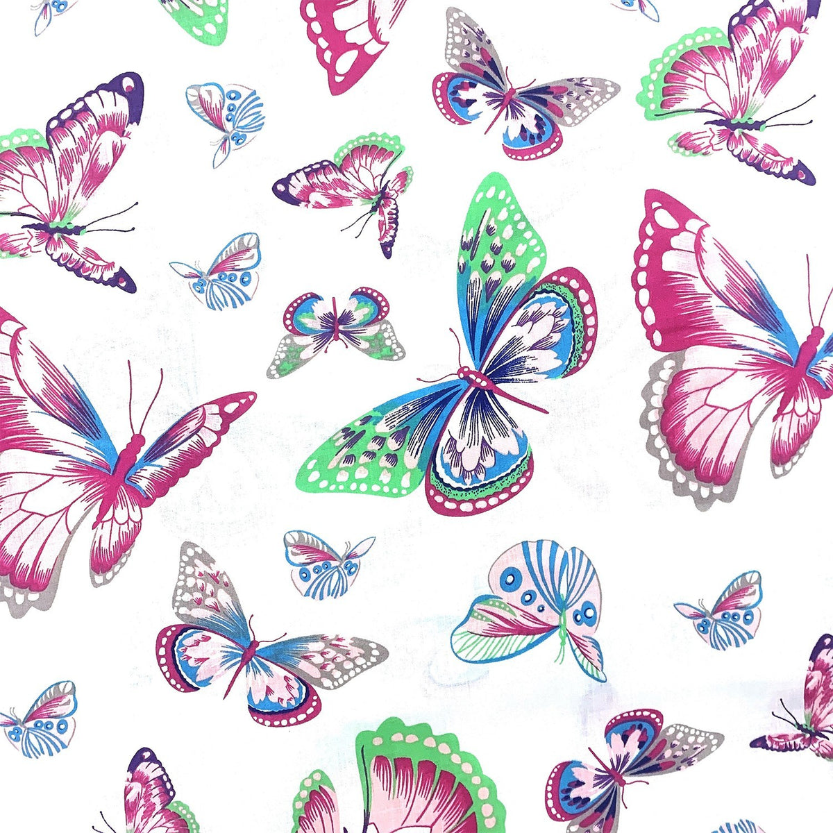 Cotton Fabric - Multicolor Pastel Butterflies