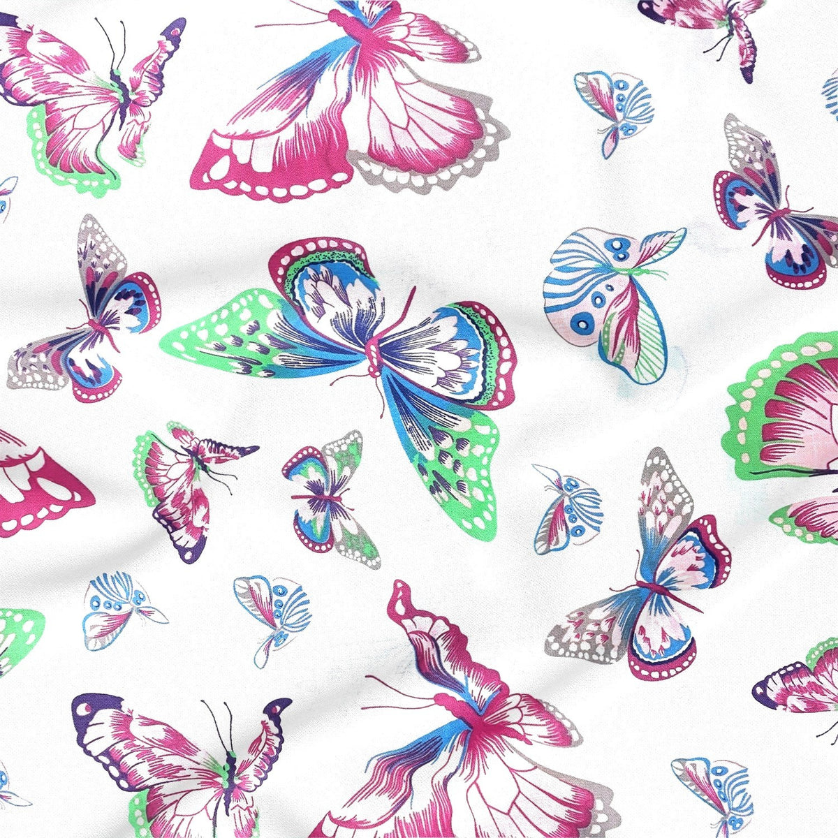 Cotton Fabric - Multicolor Pastel Butterflies