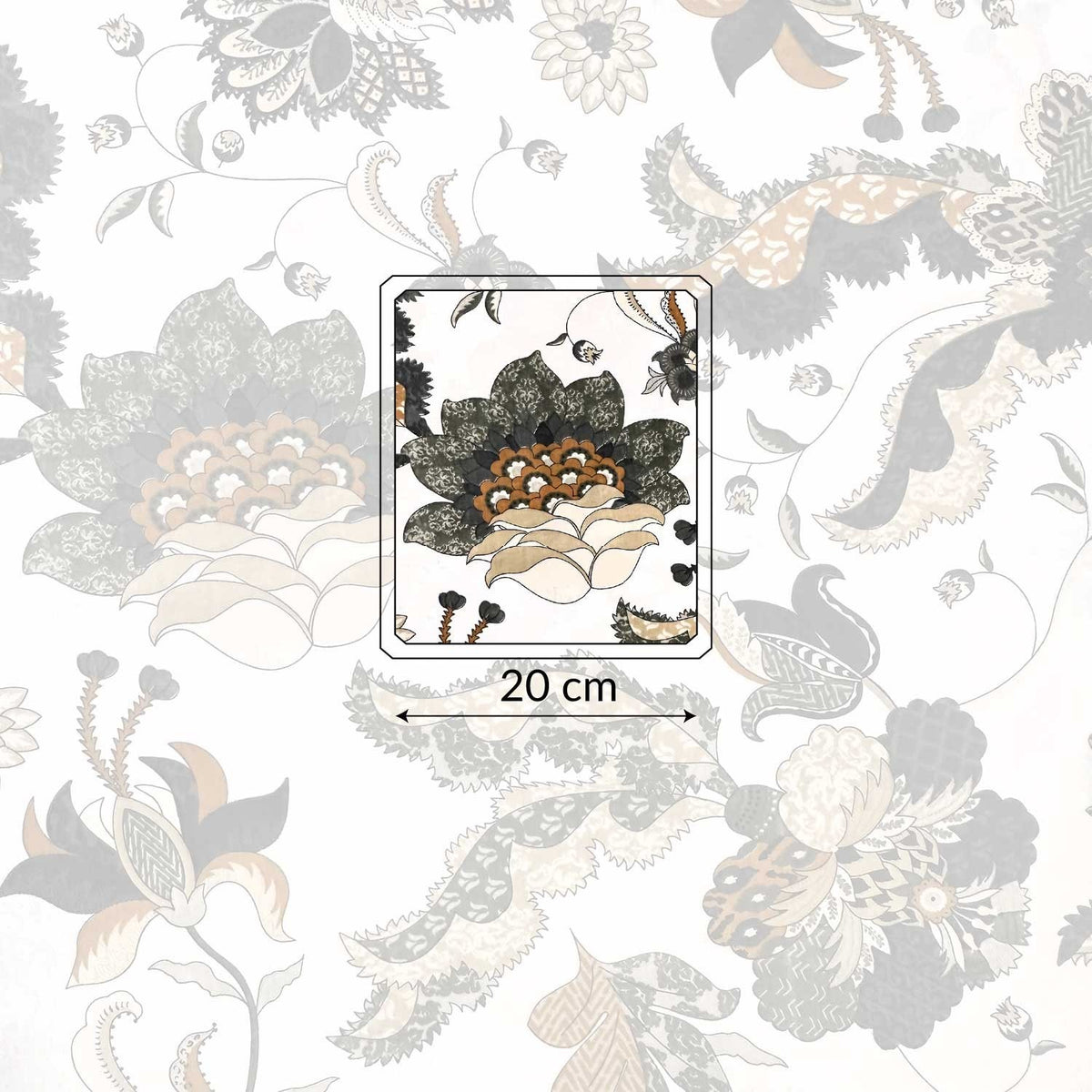 Cotton Fabric - Oriental pattern, Gold