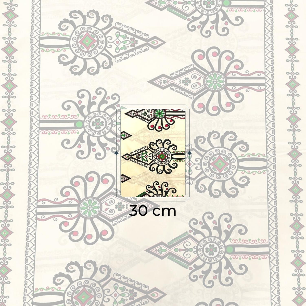 Cotton Fabric - Parzenica Highland Folklore Pattern Beige