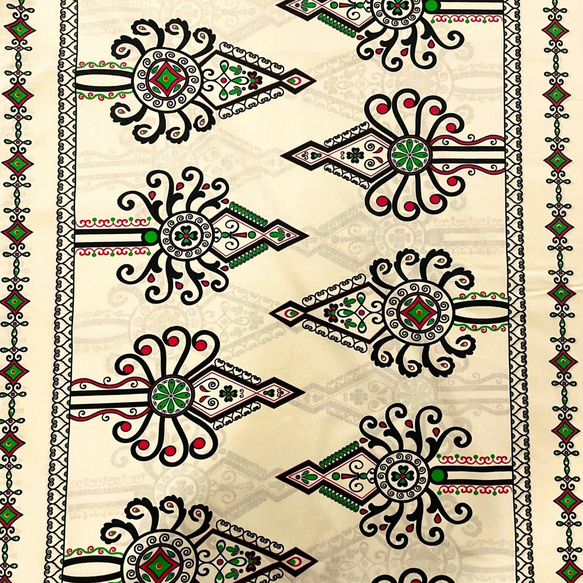Cotton Fabric - Parzenica Highland Folklore Pattern Beige