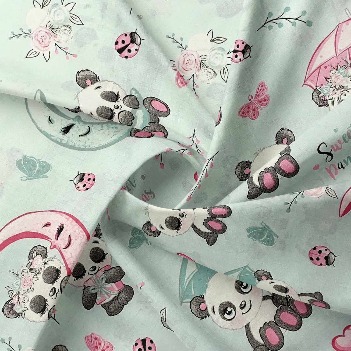 Cotton Fabric - Pastel Pandas