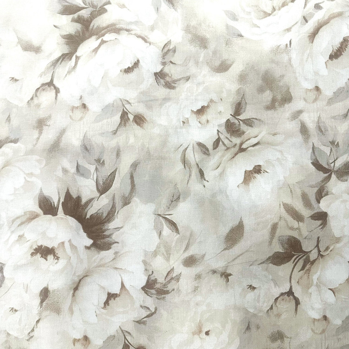Cotton Fabric - Peony Flowers on Beige