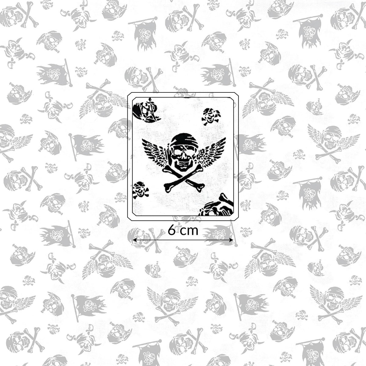 Cotton Fabric - Pirate Skulls on White