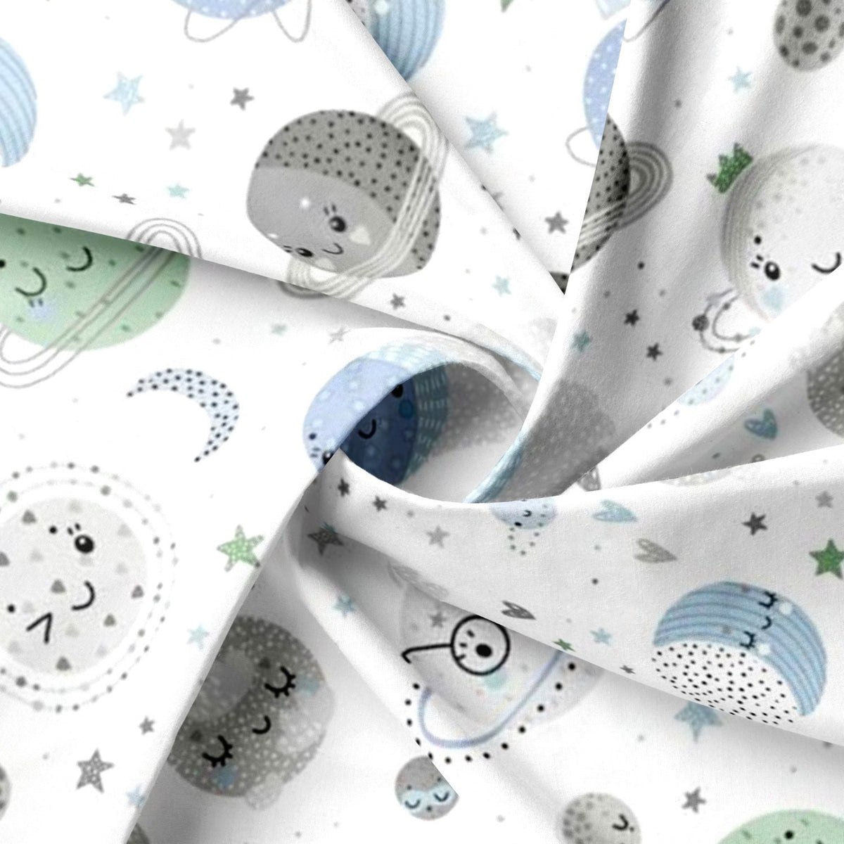 Cotton Fabric - Planets, Blue
