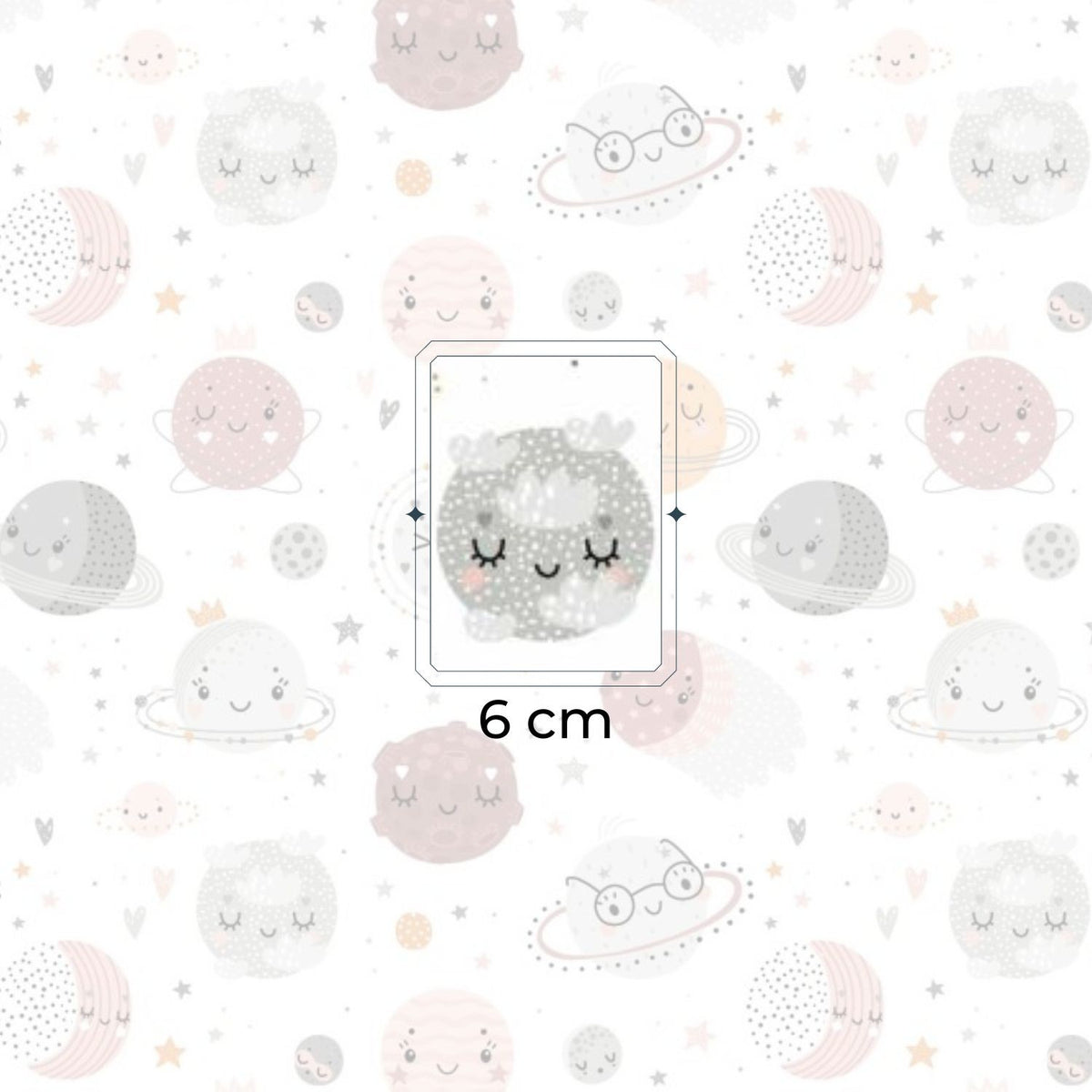 Cotton Fabric - Planets, Pink