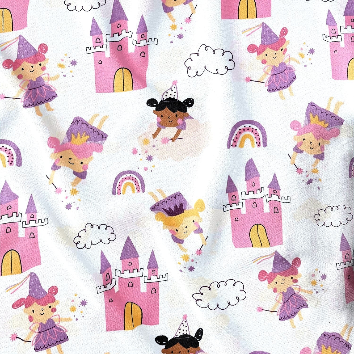 Cotton Fabric - Princess and castle