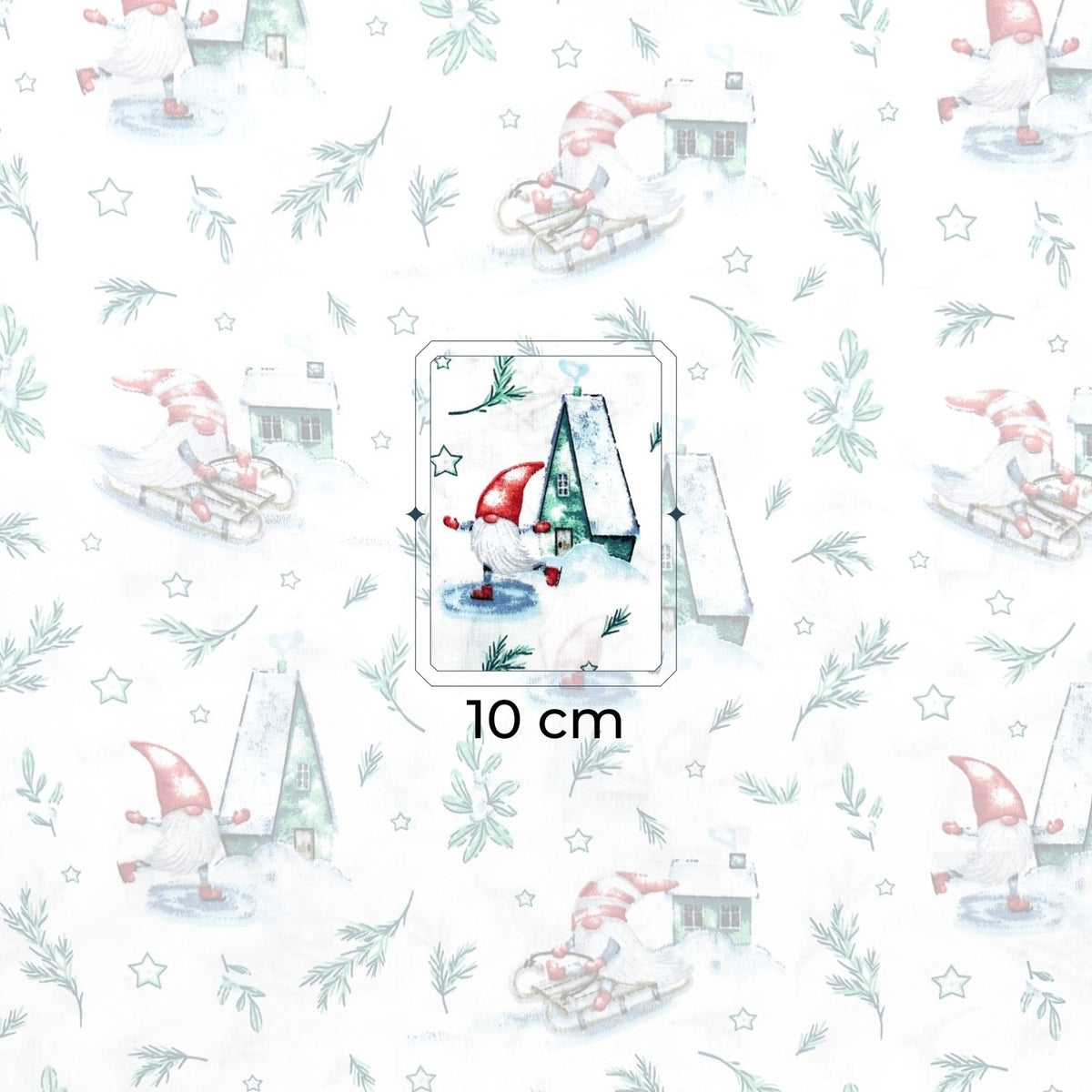 Cotton Fabric - Santa Claus on a sleigh