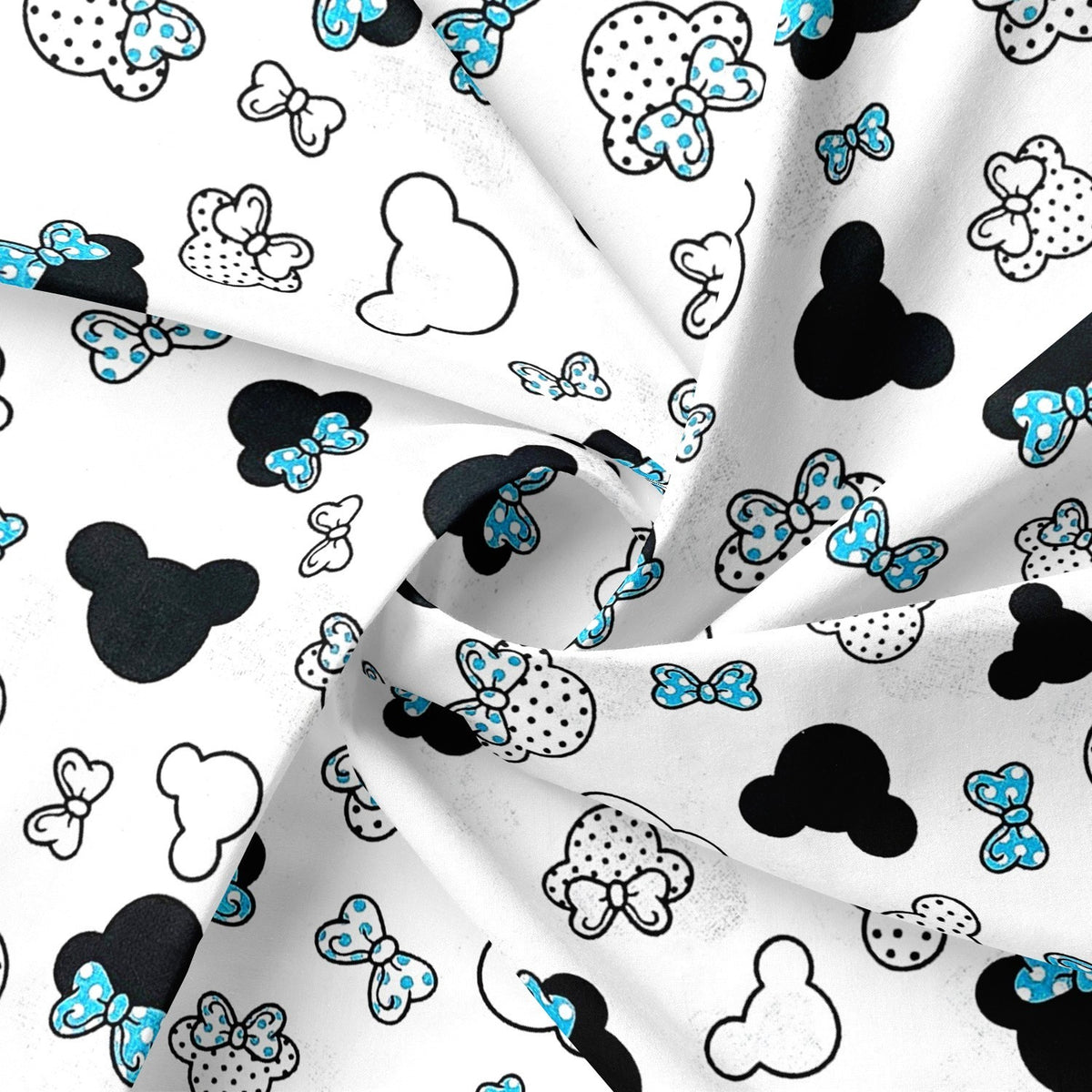 Cotton Fabric - Small Blue Mickey Mouse with Dots