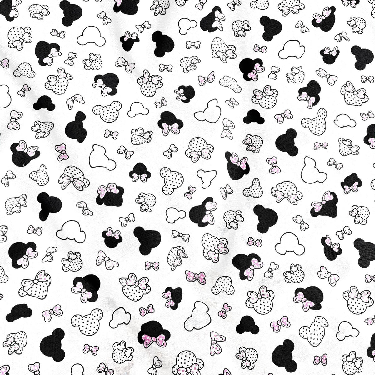 Cotton Fabric - Small Pink Mickey Mouse with Dots