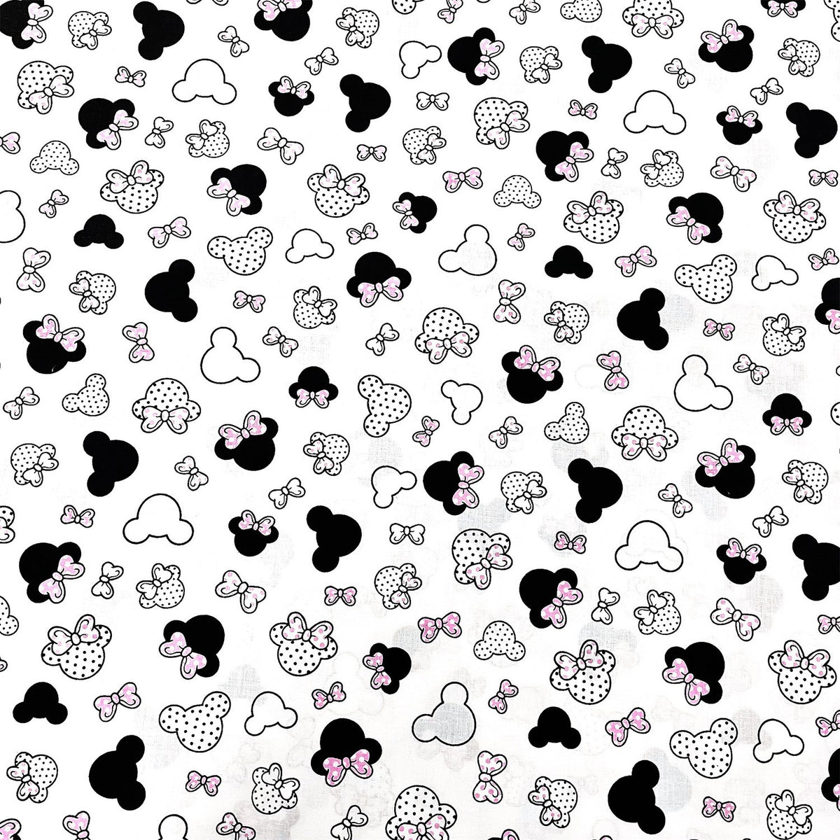 Cotton Fabric - Small Pink Mickey Mouse with Dots