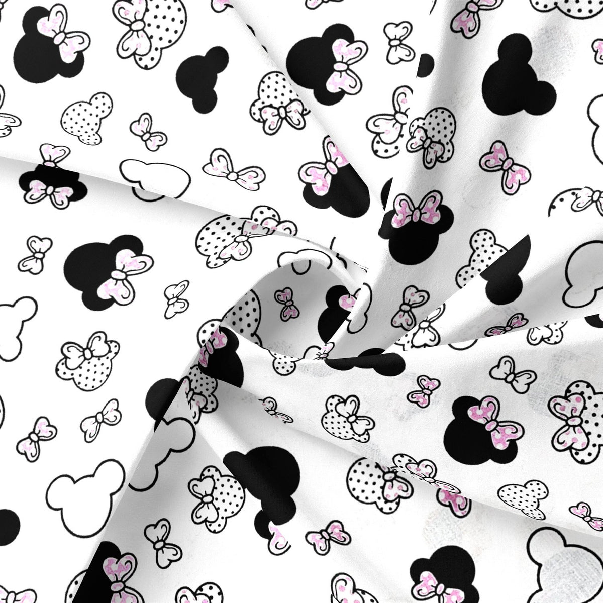 Cotton Fabric - Small Pink Mickey Mouse with Dots